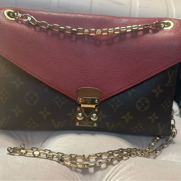 Louis Vuitton Red and Black Monogram Chain Clutch